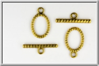 Toggle-Verschluss "Kordel, oval", 20x13mm, antikgoldfb., Metall, 1 Stk.