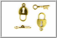 Toggle-Verschluss "Little Lock", 18x14mm, antikgoldfb., Metall, 1 Stk.