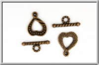 Toggle-Verschluss "Heartbeat", 17x13mm, antikkupferfb., Metall, 1 Stk.