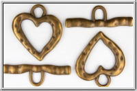Toggle-Verschluss "Jumping Heart", 27x24mm, antikkupferfb., Metall, 1 Stk.