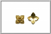 Perlenkappe "Vier Bl�tter", 1,5x7mm, goldfb., Tibetsilber, 10 Stk.