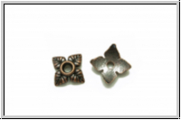 Perlenkappe "Vier Bl�tter", 1,5x7mm, antikkupferfb., Tibetsilber, 10 Stk.