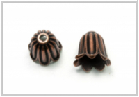 Perlenkappe (-cone) "Gl�ckchen", 12x10mm, antikkupferfb., Tibetsilber, 2 Stk.