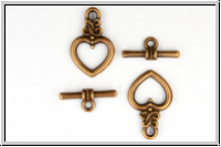 Toggle-Verschluss "Celtic Heart", 20x13mm, antikgkupferfb., Metall, 1 Stk.