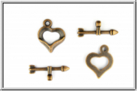 Toggle-Verschluss "Amors Pfeil", 15x13mm, antikkupferfb., Metall, 1 Stk.