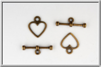 Toggle-Verschluss "Tender Heart", 14x12mm, antikgkupferfb., Metall, 1 Stk.