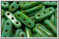 3-Loch-Beam-Beads, 10x3,5mm, turquoise, op., picasso, 12 Stk.