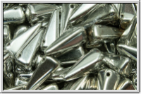 VILLA Beads, PRECIOSA, 6x6x14mm, crystal, trans., full silver, 20 Stk.