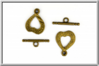 Toggle-Verschluss "Heartbeat", 17x13mm, antikmessingfb., Metall, 1 Stk.
