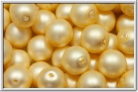 b�hm. Glasperle, rund, 8mm, white, alabaster, light gold pearl, matte, 10 Stk.