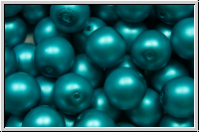 b�hm. Glasperle, rund, 8mm, white, alabaster, turquoise pearl, matte, 10 Stk.