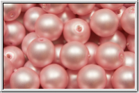 b�hm. Glasperle, rund, 8mm, white, alabaster, powder rose pearl, matte, 10 Stk.