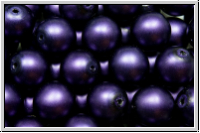 b�hm. Glasperle, rund, 8mm, white, alabaster, purple pearl, matte, 10 Stk.