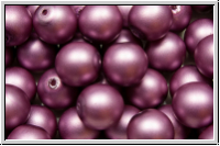 b�hm. Glasperle, rund, 8mm, white, alabaster, lt. burgundy pearl, matte, 10 Stk.