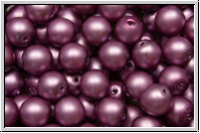 b�hm. Glasperle, rund, 6mm, white, alabaster, lt. burgundy pearl, matte, 25 Stk.