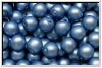 b�hm. Glasperle, rund, 6mm, white, alabaster, powder blue pearl, matte, 25 Stk.