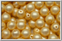 b�hm. Glasperle, rund, 6mm, white, alabaster, lt. gold pearl, matte, 25 Stk.