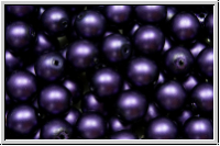 b�hm. Glasperle, rund, 6mm, white, alabaster, purple pearl, matte, 25 Stk.