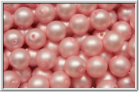 b�hm. Glasperle, rund, 6mm, white, alabaster, powder rose pearl, matte, 25 Stk.