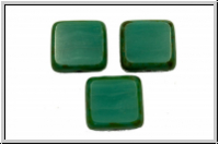b�hm. Glasperle, table cut, Quadrat, 10x10mm, turquoise, op., picasso, 5 Stk.