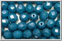 B�hm. Glasschliffperle, feuerpol., 6mm, aqua, op., blue marbled, 25 Stk.