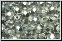B�hm. Glasschliffperle, feuerpol., 6mm, crystal, trans., full silver, 25 Stk.