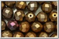 B�hm. Glasschliffperle, feuerpol., 8mm, bronze-MIX, met., satin, 10 Stk.