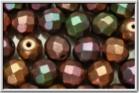 B�hm. Glasschliffperle, feuerpol., 8mm, purple/gold-MIX, met., satin, 10 Stk.