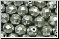B�hm. Glasschliffperle, feuerpol., 8mm, silver, met., satin, 10 Stk.