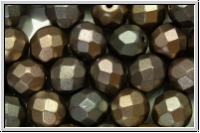 B�hm. Glasschliffperle, feuerpol., 8mm, zink, met., satin, 10 Stk.