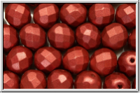 B�hm. Glasschliffperle, feuerpol., 8mm, lava red, met., satin, 10 Stk.
