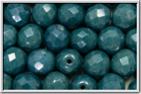 B�hm. Glasschliffperle, feuerpol., 8mm, white, op., blue/grey marbled, 10 Stk.