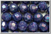B�hm. Glasschliffperle, feuerpol., 8mm, sapphire, dk., op., nebula, 10 Stk.