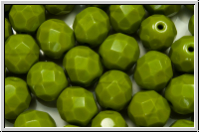 B�hm. Glasschliffperle, feuerpol., 8mm, olivine, dk., op., 10 Stk.