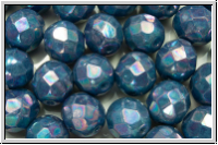 B�hm. Glasschliffperle, feuerpol., 8mm, aqua, op., nebula, 10 Stk.