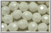 B�hm. Glasschliffperle, feuerpol., 8mm, white, op., luster, 10 Stk.