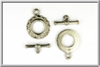 Toggle-Verschluss "Silver Sun", 19x15mm, antiksilberfb., Tibetsilber, 1 Stk.