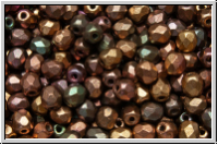 B�hm. Glasschliffperle, feuerpol., 4mm, purple/gold-MIX, met., satin, 50 Stk.