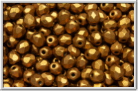 B�hm. Glasschliffperle, feuerpol., 4mm, goldenrod, met., satin, 50 Stk.