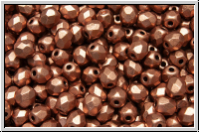 B�hm. Glasschliffperle, feuerpol., 4mm, copper, med., met., satin, 50 Stk.