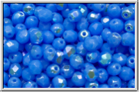 B�hm. Glasschliffperle, feuerpol., 4mm, sapphire, lt., op., AB, 50 Stk.