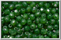 B�hm. Glasschliffperle, feuerpol., 4mm, lime green, opal, blue marbled, 50 Stk.
