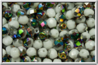 B�hm. Glasschliffperle, feuerpol., 4mm, white, alabaster, half vitrail, 50 Stk.
