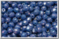 B�hm. Glasschliffperle, feuerpol., 4mm, sapphire, lt., op., nebula, 50 Stk.