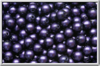 b�hm. Glasperle, rund, 4mm, white, alabaster, purple pearl, matte, 50 Stk.