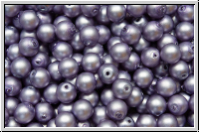 b�hm. Glasperle, rund, 4mm, white, alabaster, lavender pearl, matte, 50 Stk.