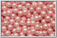 b�hm. Glasperle, rund, 4mm, white, alabaster, powder rose pearl, matte, 50 Stk.