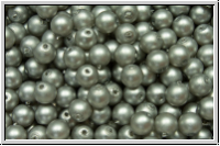 b�hm. Glasperle, rund, 4mm, white, alabaster, platinum pearl, matte, 50 Stk.