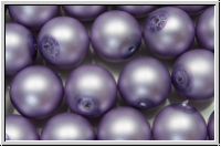 b�hm. Glasperle, rund, 10mm, white, alabaster, lavender pearl, matte, 5 Stk.