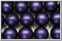 b�hm. Glasperle, rund, 10mm, white, alabaster, purple pearl, matte, 5 Stk.